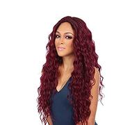 Womens Wigs for Women Black Small RedCorn Whisker Wig CurlyHairHigh Female wig Hair Puff (RED, L)