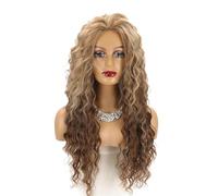 Womens wigs Gradient Brown Gold Long Wave Small Roll Wig For Ladies, Elegant And Fluffy Daily Party