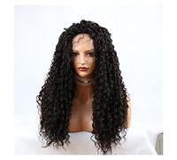 women's wigs Hair Replacement Wigs Black Color Curly Synthetic Lace Front Wig 180% Fiber Long Curly Wigs For Black Women Daily Wear Wig for Fashion,24inches