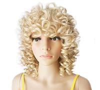 women's wigs Hair Replacement Wigs Synthetic Blonde Wig with Bangs Cheap Loose Spring Curl Hair Short Afro Kinky Curly Wigs for Women 12 Inch Wig for Fashion