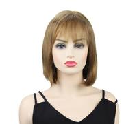 Womens wigs Light Brown Shoulder Length Wig, Air Bangs, Natural Daily Commuting Full Head Cover Daily Party