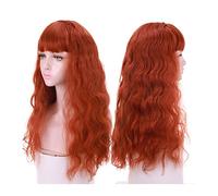 Womens wigs Long Orange Wig with Bangs, Wavy Red for Women, Natural Looking Heat Resistent Synthetic Curly Cospaly Party Wigs Daily Party