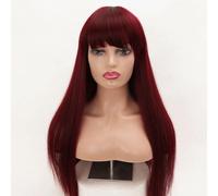 Womens wigs Qi Liu Hai Long Straight Hair Wig Headset | Natural And Realistic | Suitable For Multiple Occasions Daily Party(Red)