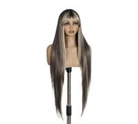 Womens wigs Synthetic Wig with Bangs Long Straight Ombre Highlight Colored Wigs for Women Daily Party