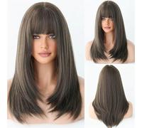 Womens wigs Wig For Women With Long Hair, Natural Full Head Cover, Straight, Inner Button, Air Bangs Daily Party(B)