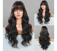 Womens wigs Wig with Bangs Long Curly Hair Net Synthetic Fiber High Temperature Silk Matte Daily Party(131-black)
