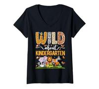 Womens Wild About Kindergarten - Jungle Vibes for Little Learners V-Neck T-Shirt