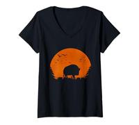 Womens Wild Boar Hunting Men's Hunting Hunter Hat V-Neck T-Shirt
