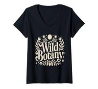 Women's Wild Botany Botanical Plants Nature V-Neck T-Shirt