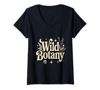 Women's Wild Botany Botanical Plants Nature V-Neck T-Shirt