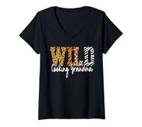 Women's Wild Cooking Grandma Animal Pattern Mother Earth Day V-Neck T-Shirt