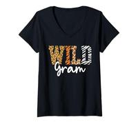 Women's Wild GRAM Animal Pattern Mother Earth Day V-Neck T-Shirt