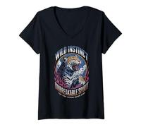 Womens Wild Instinct Unbreakable Spirit Leopard Flame V-Neck T-Shirt