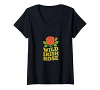 Womens Wild Irish Rose Ireland Roses Art V-Neck T-Shirt