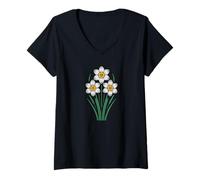 Women's Wild Narcissus Radiiflorus Spring Bloom V-Neck T-Shirt