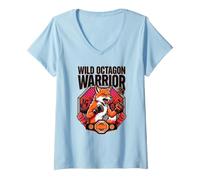 Women's Wild Octagon Warrior Mixed Martial MMA Fighter Fox Arts V-Neck T-Shirt