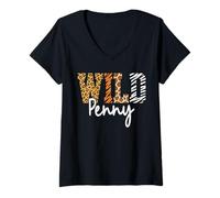 Women's Wild Penny Animal Pattern Mother Earth Day V-Neck T-Shirt