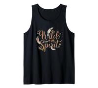 Women's Wild Spirit Boho Feather Floral Typography Tank Top