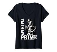 Womens Wild West Gunslinger Quote - I’m in My Prime V-Neck T-Shirt