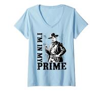Womens Wild West Gunslinger Quote - I’m in My Prime V-Neck T-Shirt