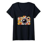 Women's Wildflowers Camera Flower Photographer V-Neck T-Shirt