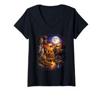 Women's Wildlife Forest Bear Wolf Deer Moose Nature Lover V-Neck T-Shirt