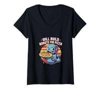 Womens Will Build Robots For Pizza Engineering Robotics |---- V-Neck T-Shirt