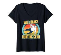 Women's Will Dance for Hunting Gear Funny Hunter & Trapper Joke V-Neck T-Shirt