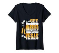 Womens Will Get Married in Vegas Bachelor Crew V-Neck T-Shirt