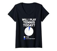 Women's Will I Play Tennis Today Funny Racket Sport Player Boys Kid V-Neck T-Shirt