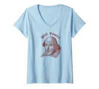Women's Will Power Funny William Shakespeare Literature Meme V-Neck T-Shirt