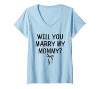 Women's Will You Marry My Mommy? Engagement Marriage Proposal V-Neck T-Shirt
