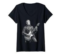 Women's William Henry Harrison Guitar V-Neck T-Shirt