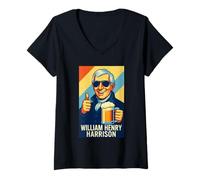 Womens William Henry Harrison Portrait V-Neck T-Shirt