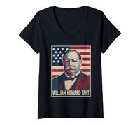 Womens William Howard TAFT Portrait V-Neck T-Shirt