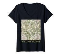 Womens William Morris Windrush Pattern Poster Vintage Tapestry V-Neck T-Shirt