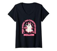 Womens Willow Custom Here Comes The Pumpkin Queen V-Neck T-Shirt