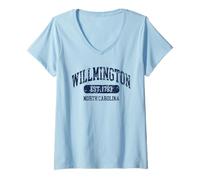 Womens Wilmington North Carolina NC Vintage Athletic Sports V-Neck T-Shirt