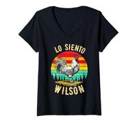 Women's Wilson Lo Siento Vintage Chicken Meme V-Neck T-Shirt