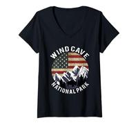 Womens Wind Cave National Park Shirt Camping South Dakota Vintage V-Neck T-Shirt