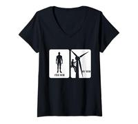 Womens Wind Power Wind Energy Windmill Tech Turbine Technician V-Neck T-Shirt
