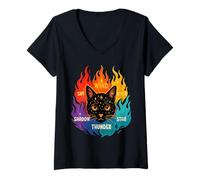Womens Wind Shadow River Star Thunder Sky Cat Feline Warriors V-Neck T-Shirt
