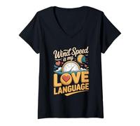Women's Wind Speed is My Love Language Kitesurfing Saying V-Neck T-Shirt
