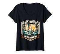 Women's Wind Surfers Anonymous Funny Windsurfer Windsurfing Lover V-Neck T-Shirt