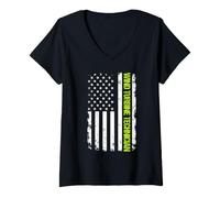 Women's Wind Turbine Technician USA Flag V-Neck T-Shirt