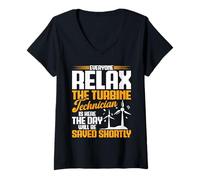 Womens Windmill Operator Windmill Tech Relax The Turbine Technician V-Neck T-Shirt