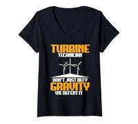Womens Windmill Tech Wind Power Turbine Technician V-Neck T-Shirt