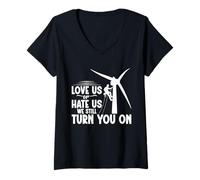 Womens Windmill Tech Windmill Engineer Love Or Hate Turbine V-Neck T-Shirt