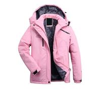 Women's Windproof Waterproof Jacket Thick Fleece Lined Warm Hooded Outdoor Coat Winter Skiing Outdoor Walking Fleece Coat with Detachable Hood Softshell Warm Breathable Fleece Waterproof Jacket