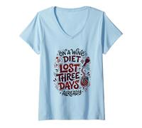 Women's Wine Diet Lost Three Days Wine Lover Vino Fan V-Neck T-Shirt